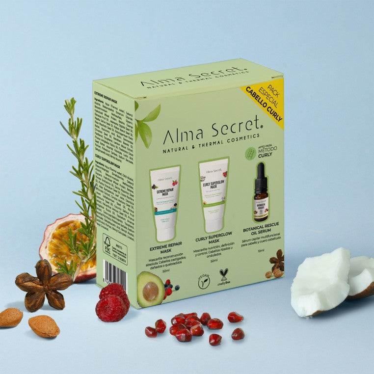 Alma Secret Pack Regalo Minis: Curly & Extreme & Botanical Rescue - Set de cuidado capilar - Curly Nest Spain