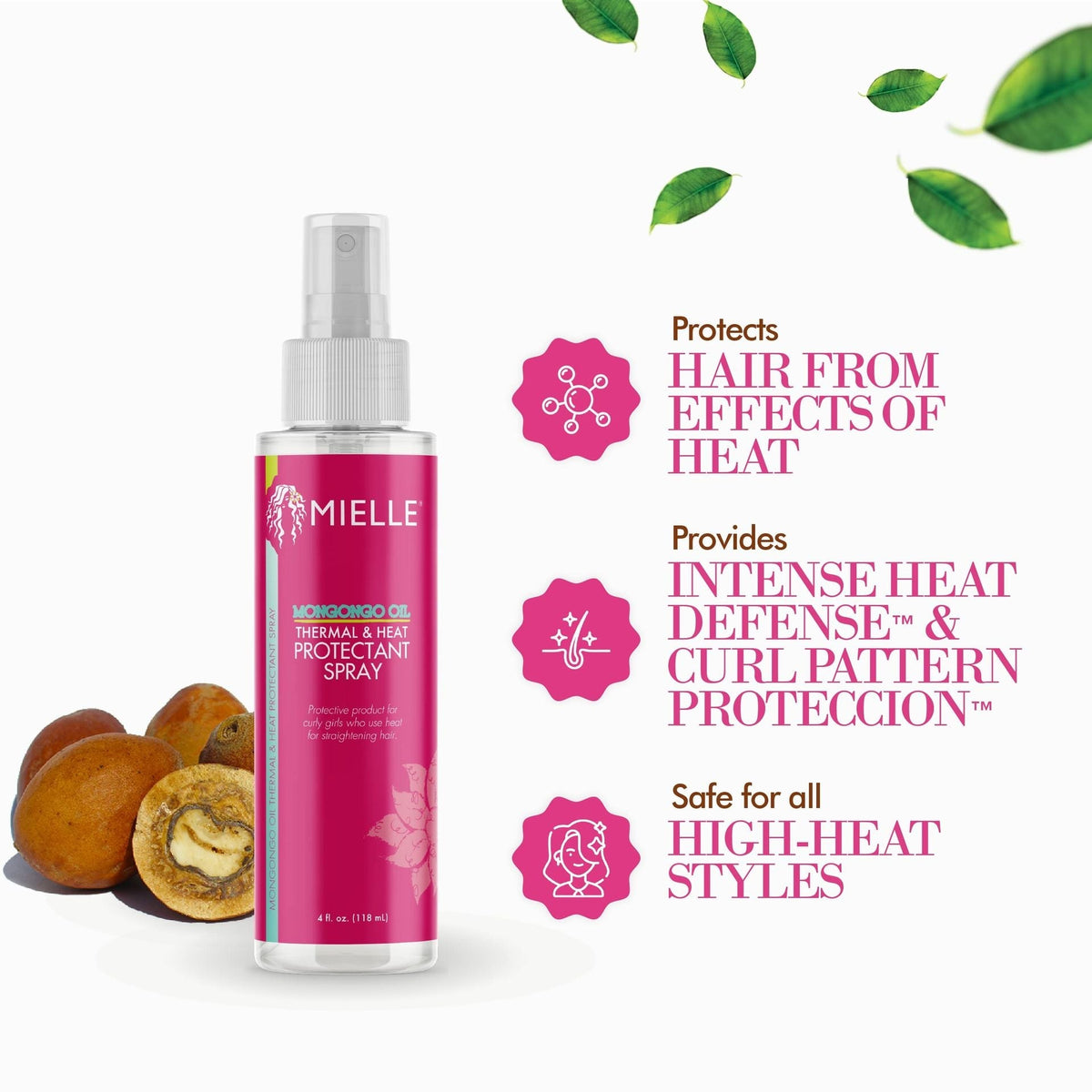 Mielle Mongongo Oil Thermal and Heat Protectant 118ml - Cuidado del calor - Curly Nest Spain