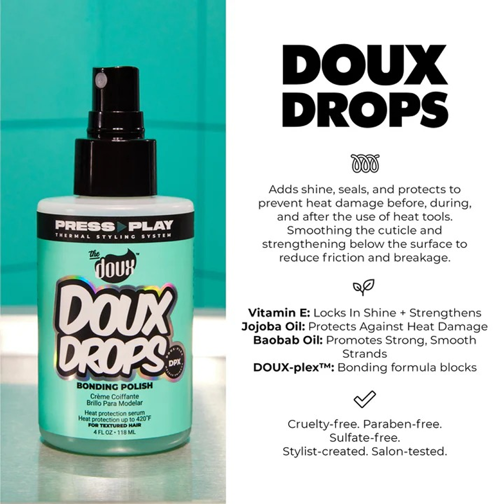 The Doux Press Play Drops Bonding Polish 4oz - Protector térmico - Curly Nest Spain
