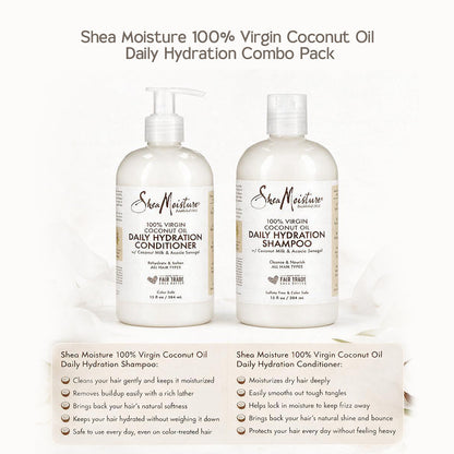 Shea Moisture 100% Virgin Coconut Oil Daily Hydration Combo Pack - All - Curly Nest Spain