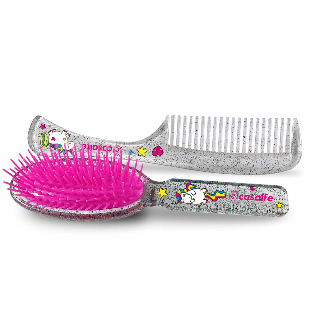 Casalfe Unicorn Glitter Brush and Comb Kit - Kit desenredante y de peinado - Curly Nest Spain