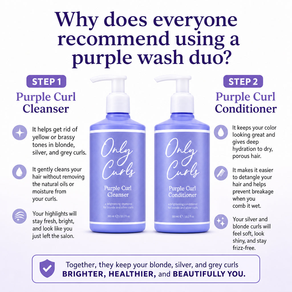 Only Curls Purple Curl Cleansing Duo - For Blonde and Silver Curls - Kit para el cuidado del cabello - Curly Nest Spain