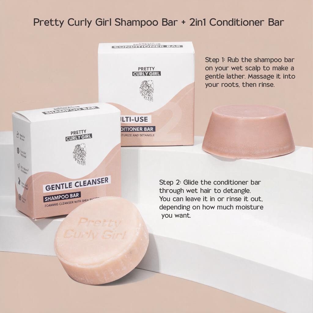 Pretty Curly Girl Shampoo Bar + 2in1 Conditioner Bar - Kit para el cuidado del cabello - Curly Nest Spain