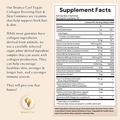 Bounce Curl Vegan Collagen Boosting Hair &amp; Skin Gummies - Suplementos - Curly Nest Spain