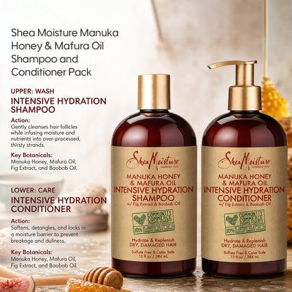 Shea Moisture Manuka Honey &amp; Mafura Oil Shampoo and Conditioner Pack - All - Curly Nest Spain