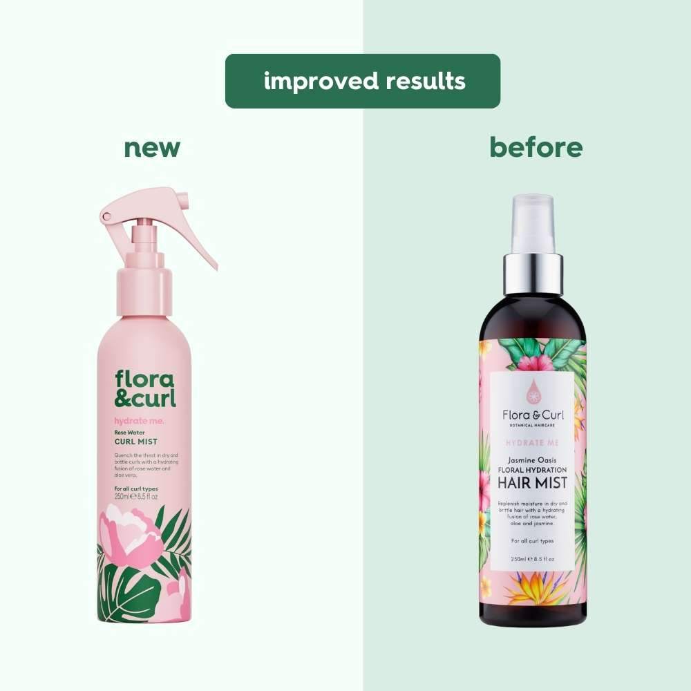 Flora &amp; Curl Hydrate Me Rose Water Curl Mist 250ml - Refrescador de rizos - Curly Nest Spain