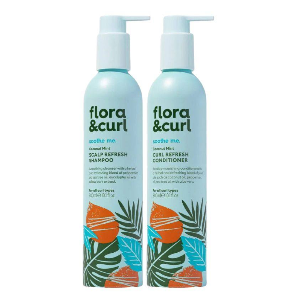 Flora &amp; Curl Coconut Mint Refresh Scalp Cleansing Duo - Set de cuidado capilar - Curly Nest Spain