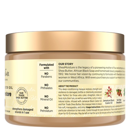 Shea Moisture Jamaican Black Castor Oil Strengthen &amp; Restore Treatment Mask 340g - Todo - Curly Nest Spain