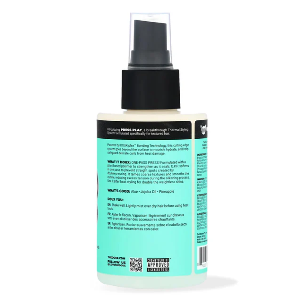 The Doux Press Play O.P.P. One Pass Heat Protectant Spray 118ml - Protector térmico - Curly Nest Spain