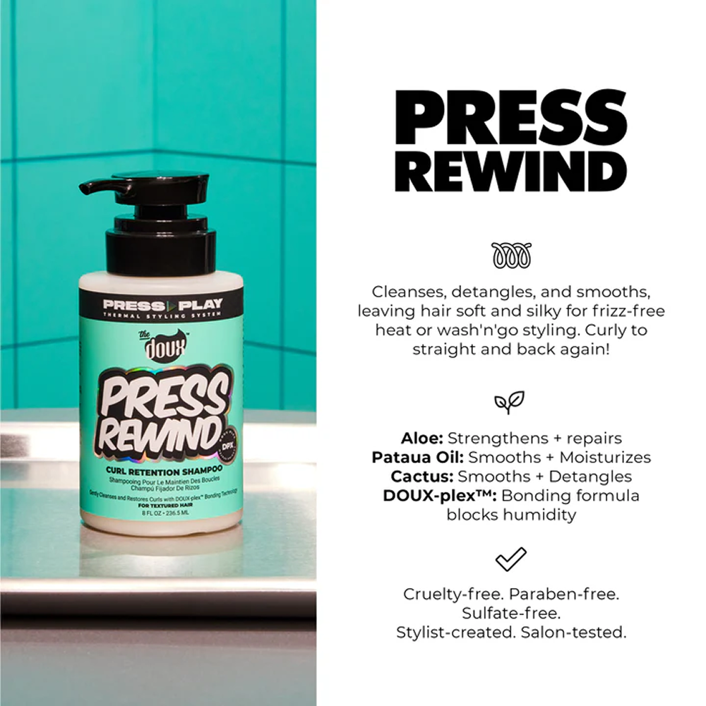 The Doux Press Play Rewind Curl Reversion Shampoo 236ml - Champú suave - Curly Nest Spain