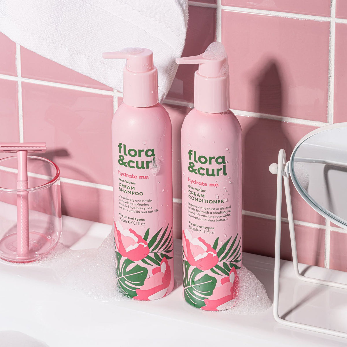 Flora &amp; Curl Hydrate Me Rose Water Cream Conditioner 300ml - Acondicionador hidratante - Curly Nest Spain