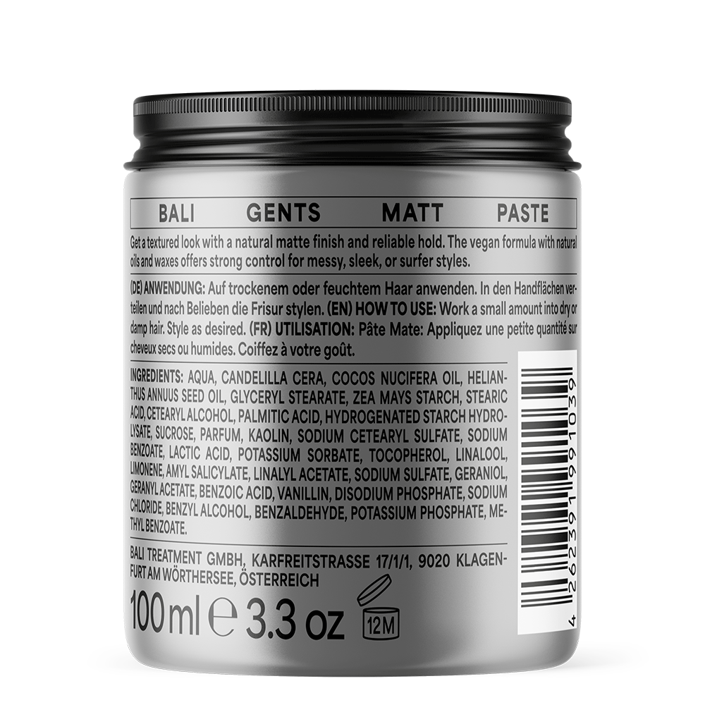 Bali Gents Matt Paste 100ml - Pasta mate para el cabello - Curly Nest Spain