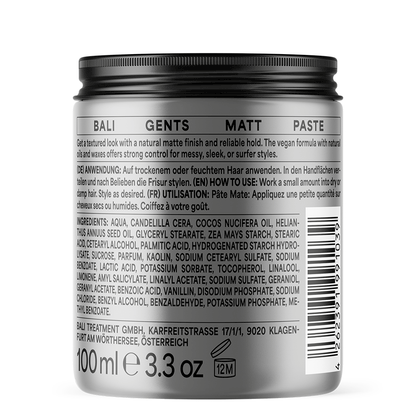 Bali Gents Matt Paste 100ml - Pasta mate para el cabello - Curly Nest Spain