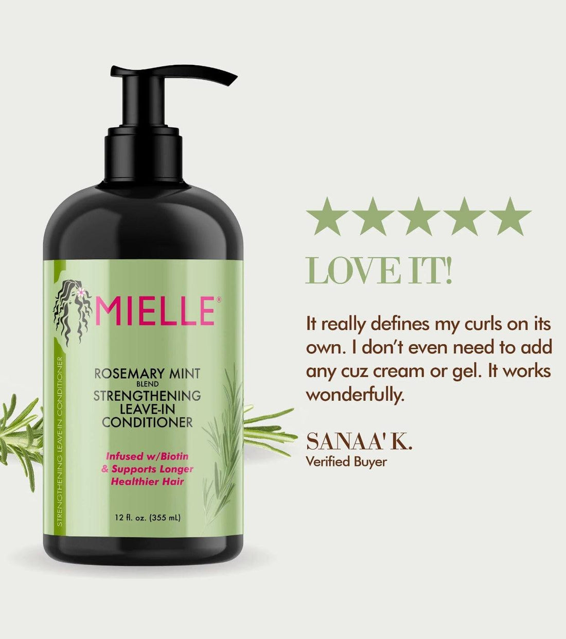 Mielle Rosemary and mint leave-in strengthening conditioner 355ml - Leave-in - Curly Nest Spain