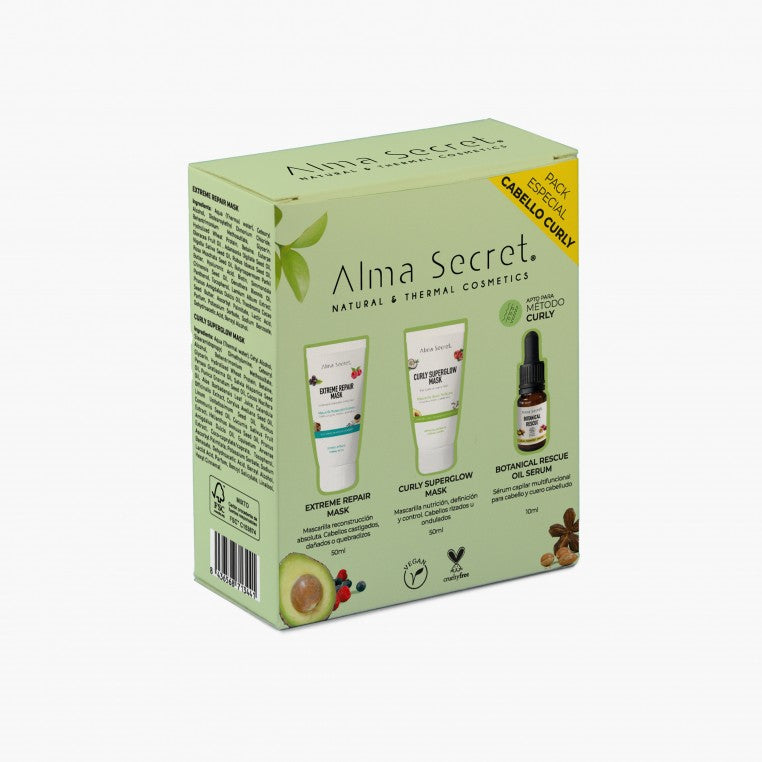 Alma Secret Pack Regalo Minis: Curly &amp; Extreme &amp; Botanical Rescue - Set de cuidado capilar - Curly Nest Spain