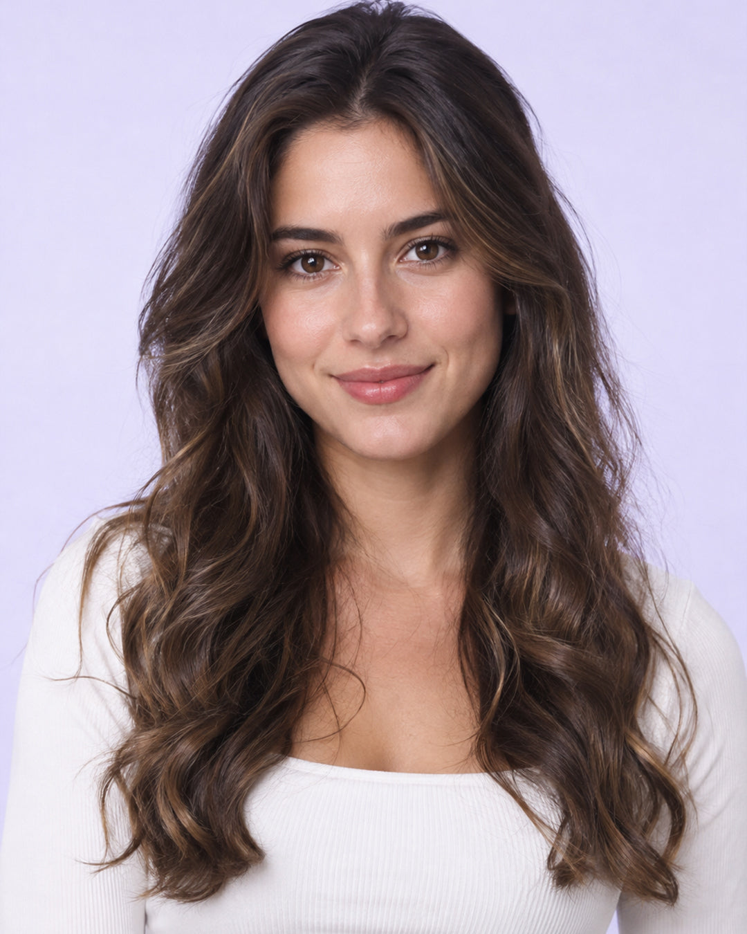Mujer con pelo ondulado 2B y ondas en forma de S